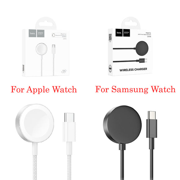 Hoco Magnetic Wireless Charger with Type-C Cable for Apple Watch and Samsung Watch