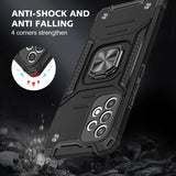 Blacktech Robot Magnet Case with 360° Rotating Ring for Samsung A53 5G Black