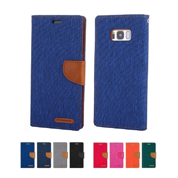 Goospery Canvas Diary Wallet Case With Card Slots for Samsung Galaxy A7 2017 A720