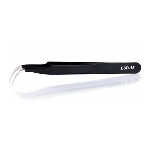 ESD 15 Anti-static Stainless Steel Fine Tip Curved Tweezers Tool