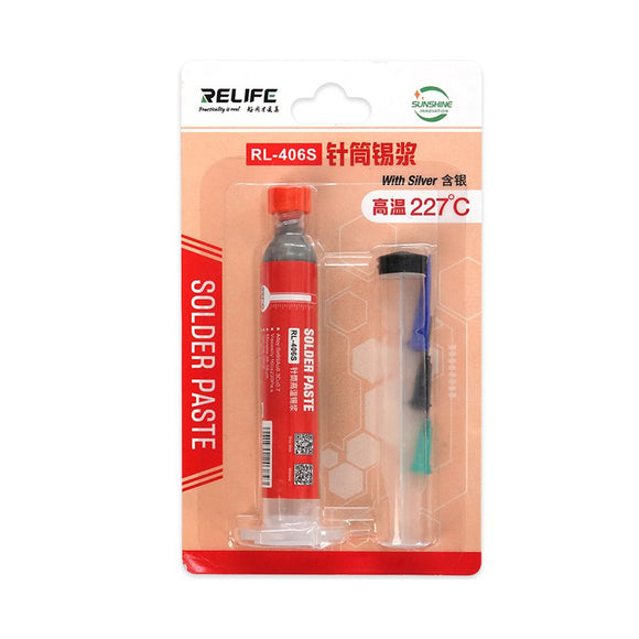 RELIFE RL-406S 227℃ Solder Paste (10CC, Matching Needle + Putter)