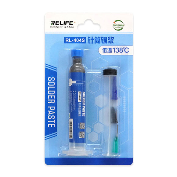 RELIFE RL-404S 138℃ Solder Paste (10CC, Matching Needle + Putter)