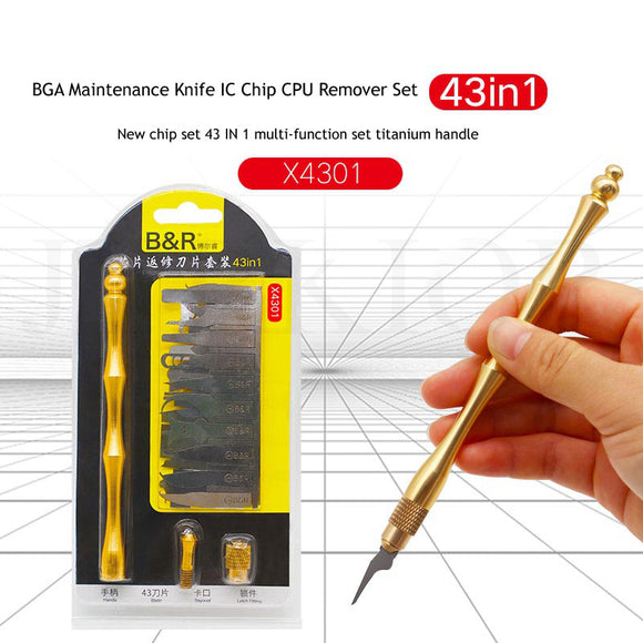 B&R X4301 43 in 1 CPU NAND IC Chip Remover Blade Knife Tool Set for Mobile Phone Repair