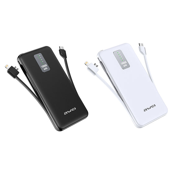 Awei Multiple Output P11K 10000mAh Mobile Power Bank With Cable