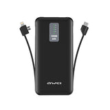 Awei Multiple Output P11K 10000mAh Mobile Power Bank With Cable