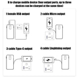 Awei Multiple Output P11K 10000mAh Mobile Power Bank With Cable