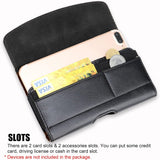 Bytech Flip Leather Holster Pouch Case with Belt Clip Loops Card Slots for iPhone Samsung and others