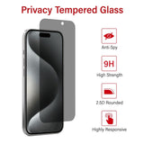 Privacy 2.5D Tempered Glass Screen Protector for iPhone 17 16 Pro Max