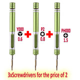 Screwdriver for iPhone Apple Watch Samsung and other Mobile Phones 0.6mm Tri Point 0.8mm Pentalobe and 1.5mm Philips