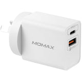 MOMAX ONEPLUG 20W USB-C PD Wall Fast Charger Dual Output USB-C PD & USB-A AU PLUG UM13