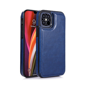 Back Magnetic Flip Leather Wallet Cover Case With Card Slots for iPhone 12/12 Pro/12 Pro Max/12 Mini