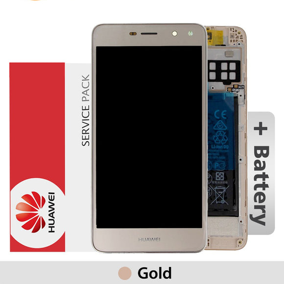 Huawei Y6 2017 LCD Screen Digitizer With Frame and Battery OEM New Gold